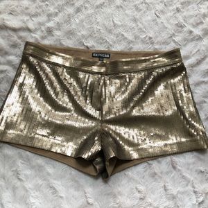 Express glam sequin shorts bronze gold 6